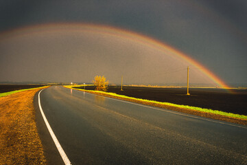 rainbow over the road