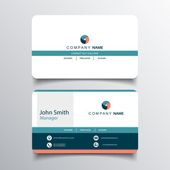 Colorful style modern business card design. Flat vector illustration. Contact card for company.