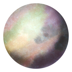 Planet watercolor in digital processing. Abstract planet isolated on white background. Decorative texture similar to the surface of the planet.