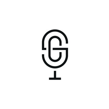 Podcast Microphone Logo Design. Monogram SC Icon Graphic