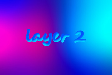 Fototapeta premium layer 2 - neon inscription, 3d rendering. ethereum blockchain solutions. cryptocurrency concept