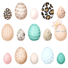 Easter colored eggs clipart, hand drawn isolated illustration on white background