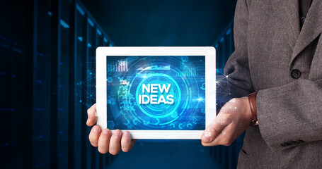 Person holding tablet, business concept