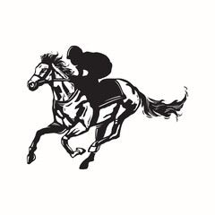 racing horse logo, silhoueette of a man with his great horse vector illustration