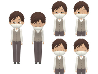 [Greeting] African American Man Vest Medium hair front