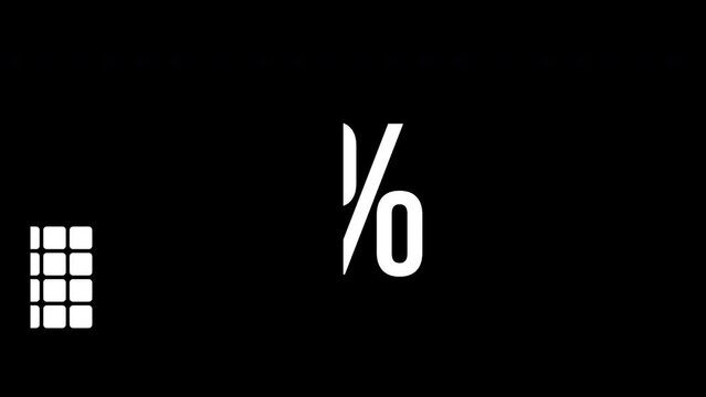 44 percent infographic diagram, forty-four percentage square rectangle 4K animation. Flat design chart icon for finance and statistics.