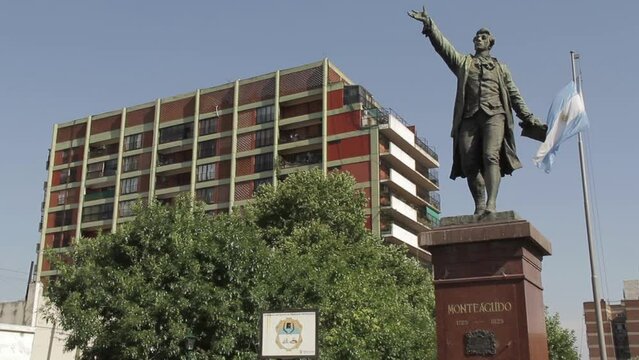 Bronze Statue of Bernardo de Monteagudo in Parque Patricios, Buenos Aires, Argentina. 