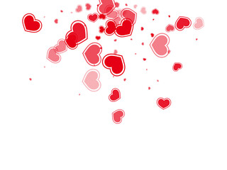 Beautiful red hearts falling vector illustration.