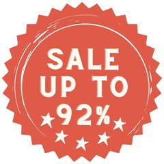 92% discount red sticker to use in your shop/restaurant or anything you want to sell.