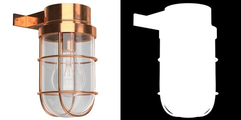 3D rendering illustration of a wall mounted bulkhead lamp