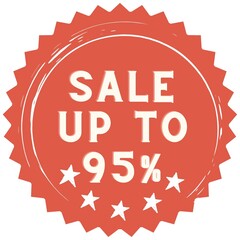 95% discount red sticker to use in your shop/restaurant or anything you want to sell.