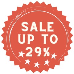 29% discount red sticker to use in your shop/restaurant or anything you want to sell.