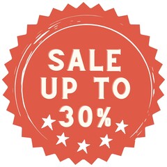 30% discount red sticker to use in your shop/restaurant or anything you want to sell.