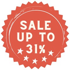 31% discount red sticker to use in your shop/restaurant or anything you want to sell.