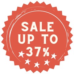 37% discount red sticker to use in your shop/restaurant or anything you want to sell.