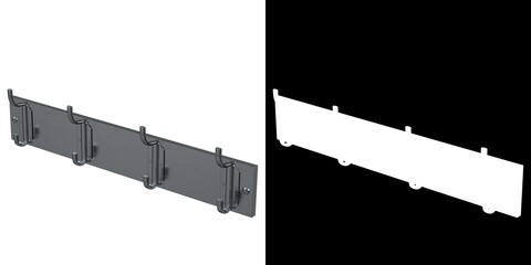 3D rendering illustration of a wall mounted coat hanger