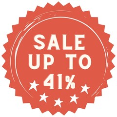 41% discount red sticker to use in your shop/restaurant or anything you want to sell.