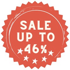 46% discount red sticker to use in your shop/restaurant or anything you want to sell.