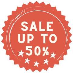 50% discount red sticker to use in your shop/restaurant or anything you want to sell.