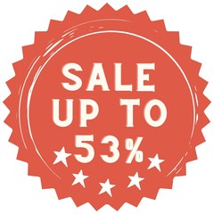 53% discount red sticker to use in your shop/restaurant or anything you want to sell.