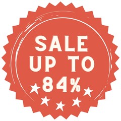 84% discount red sticker to use in your shop/restaurant or anything you want to sell.
