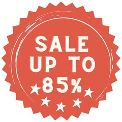 85% discount red sticker to use in your shop/restaurant or anything you want to sell.