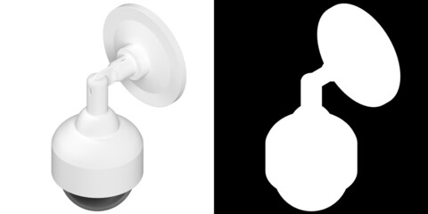 3D rendering illustration of a wall mounted dome surveillance camera