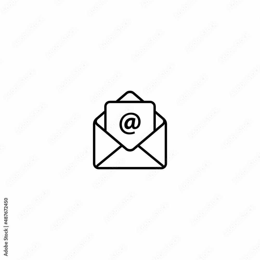 Poster email icon vector in line style. open mail sign symbol