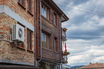 Obraz premium Characteristic houses in Old Town of Nesebar city, Bulgaria