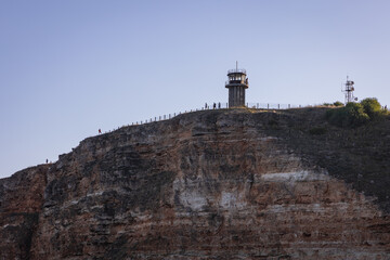 Cliff seen from Bolata Beach, located in Kaliakra Nature Reserve over Black Sea in Bulgaria
