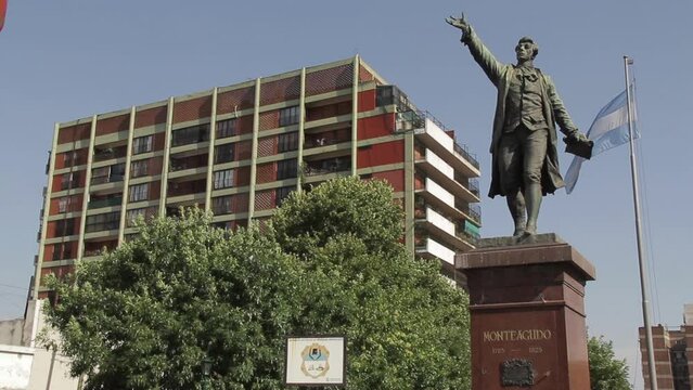 Bronze Statue of Bernardo de Monteagudo in Parque Patricios, Buenos Aires, Argentina. 