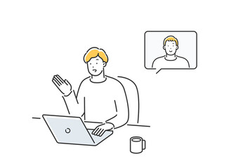 ネットで通話する男性