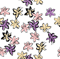 Fototapeta na wymiar Seamless flowers pattern, modern floral design, textile design.