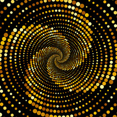 Dotted spiral swirl. Dotted golden spiral. Abstract background. Decor element. eps 10