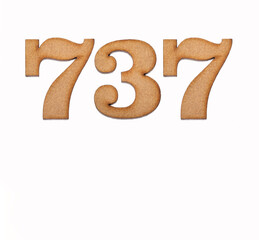 Number 737 - Piece of wood isolated on white background