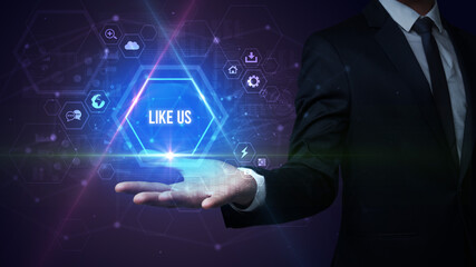 Man hand holding social inscription