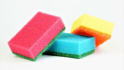 Sponges for washing dishes. A foam product for restoring cleanliness in the house and for aesthetics. Maintaining safe hygiene.