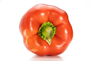 Red pepper on a white isolated background, top view