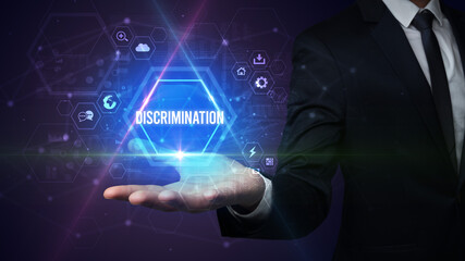 Man hand holding social inscription