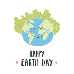Earth Day celebration greeting card, Happy Earth Day lettering. Vector illustration