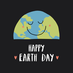 Earth Day celebration greeting card, Happy Earth Day lettering. Vector illustration