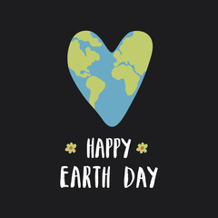 Earth Day celebration greeting card, Happy Earth Day lettering. Vector illustration