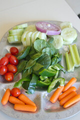 Colorful Raw Vegetables, a Healthy Snack on a Silver Platter