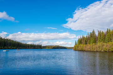 Obraz premium Lake with white clouds in Vancouver, Canada, North America.