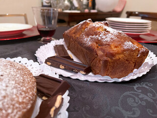 table set with cake and chocolate