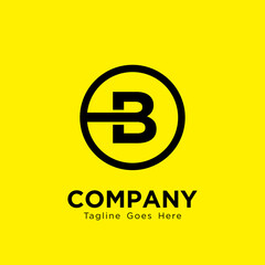 Obraz premium Letter B Logo Design with Circle Shape Isolated on Yellow Background, Modern B Logo Inspiration Template Vector
