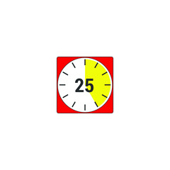 Countdown Timer vector icons. Stopwatch icons set in flat style, digital timer. clock and watch, countdown symbol. Full rotation countdown timer. white background