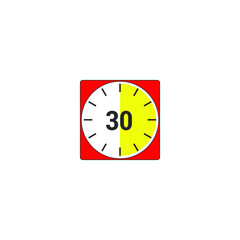 Countdown Timer vector icons. Stopwatch icons set in flat style, digital timer. clock and watch, countdown symbol. Full rotation countdown timer. white background