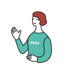 指差しする女性のシンプルなイラスト