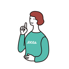 指差しする女性のシンプルなイラスト